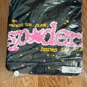 Spyder Black Hoodie with Pink and Yellow Stars
